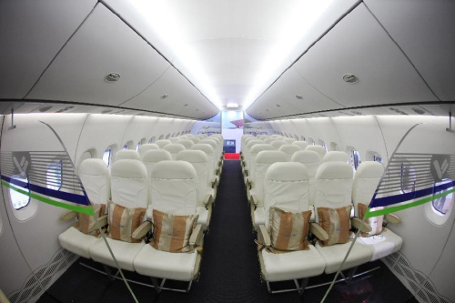 圖為C919機艙內部。圖片來源：新華網